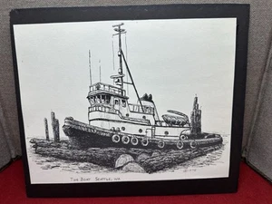 Vintage Don R Morrow Druck auf Karton Foss Schlepper Seattle Washington - Bild 1 von 5