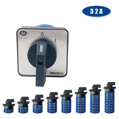 32A Rotary Cam Switch LW26 Silver Contact OFF/ON 2 Position 1-8 Poles LW28-32 - Image 1 of 4