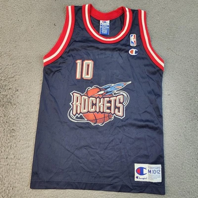 Vintage Houston Rockets Jersey Youth Medium Navy Red NBA Basketball Cassell 90s - Image 1 of 4