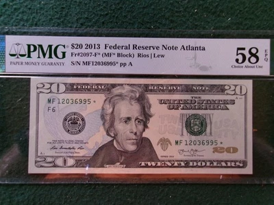 2013 $20 Federal Reserve "Star" Note PMG 58 EPQ (Atlanta) - Image 1 of 2