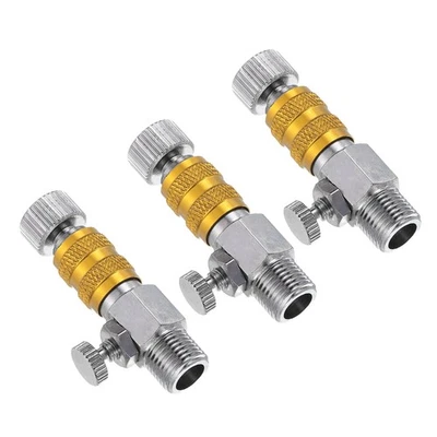 1/8 Air Brush Connector Adapter,3Pcs Air Brush Airflow Control Valve,Gold Silver - image 1 of 4