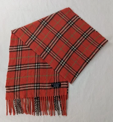 Bufanda clásica a cuadros BURBERRY 100 % lana de cordero naranja - auténtica - ENVÍO RÁPIDO Foto 1 de 4