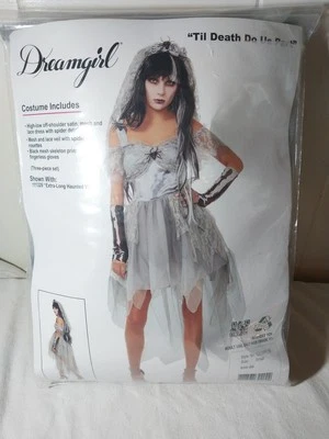 Dreamgirl Til Death Do Us Part Dead Bride Dress Veil Gloves Costume Halloween SM - Image 1 of 4