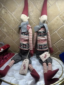 2 Maileg Danish Pixie Elf Twins Plush Rag Dolls Christmas 25” Nisse Collection - Picture 1 of 16