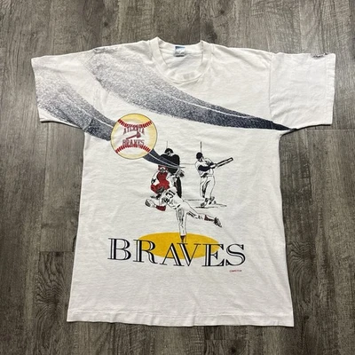 Camiseta estampada vintage de los Atlanta Braves de los 90 AOP MLB de béisbol puntada única Foto 1 de 4