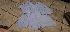 CHARLOTTE RUSSE LONG SLEEVE BLUE ROMPER - XL NWOT - Picture 1 of 3