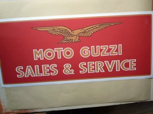 MOTO GUZZI SALES & SERVICE large Workshop Garage Sign Sticker LeMans Califronia - Picture 1 of 1