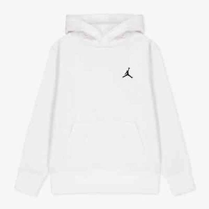 Jordan Hoodie Boys Medium White Fleece Lined Jumpman Logo Long Sleeve Pullover - Picture 1 of 7
