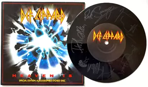 NM DEF LEPPARD HEAVEN IS 7" ETCHED AUTOGRAPHS VINYL 45 DISC - Picture 1 of 3