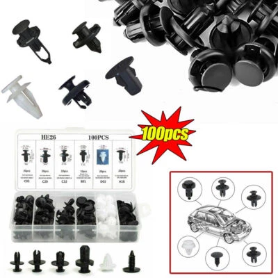 For INFINITI 100 pack Bumper Clips Car Auto Push Pin Rivet Fastener Panel Screw - Imagem 1 de 4