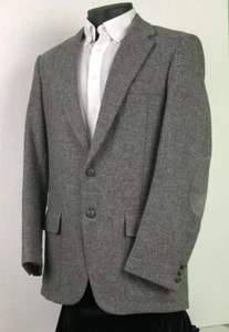 Woff By Farah Men 42L Wool Heather Gray Elbow Patch Sport Coat Jacket 2 Buttons - Imagen 1 de 11