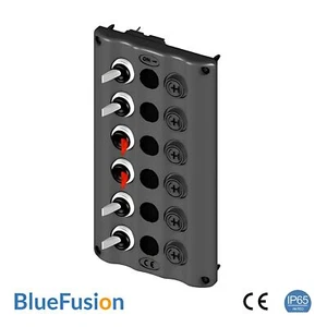12V Boat/RV Switch Panel with Glow RED Toggles, 6 Gang, IP65 Rated - BlueFusion - Picture 1 of 4
