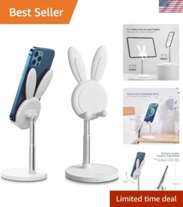 Ergonomic Bunny Phone Holder - Adjustable & Stable for All Smartphones, White - Picture 1 of 9