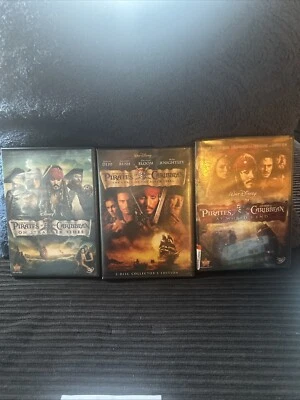 Pirates Of The Caribbean Trilogy (DVD, 3-Movie Set) 1 2 3 lot of With Slipcover — 第 1/4 张图片