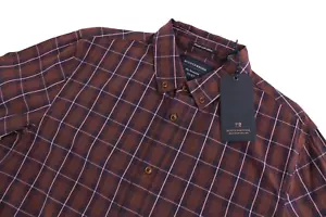 SCOTCH & SODA Mens M Brown Plaid Button-Down Shirt Yarn-Dyed Melange Checkered - Picture 1 of 7