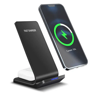 2in1 Wireless Charger Charging Dock For iPhone 15 14 13 12 Samsung S24 S23 S22+ - Image 1 of 4