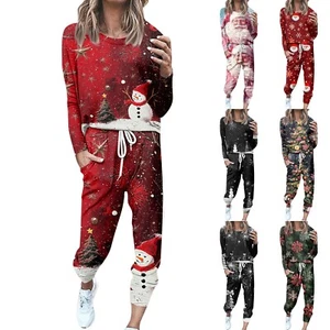 Sets For Women 2 Piece Round Neck Long Sleeve Shirts Drawstring Sweatpants - Picture 1 of 33