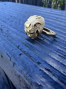 Vintage Signed Gold Tone Monet Textured Paisley Dome Ring Size 5.5 - Picture 1 of 6