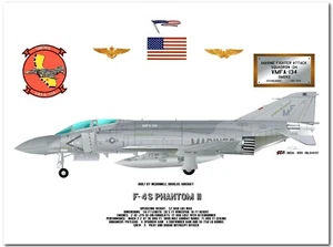 F-4S Phantom II, VMFA-134 Smoke, a USMC Fighter Aircraft Print, for the 80s - Picture 1 of 1