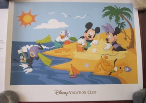 DVC MICKEY MINNIE DONALD GOOFY PLUTO HAWAII AULANI BEACH DAY LITHOGRAPH LETTER - Picture 1 of 4