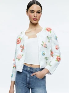 alice olivia Anderson Floral Appliqué Cardi $595 SZ S - Picture 1 of 6