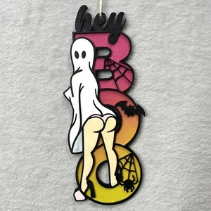 Halloween Boo Door Sign - Sexy Pinup Lady - Picture 1 of 3