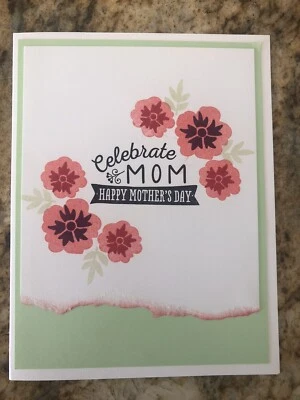 Juego de 4 Tarjetas Celebrar MAMÁ, Día de la Madre Flores Rosa y Verde Foto 1 de 2