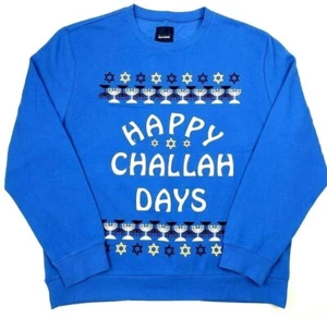 Jewish Holiday Sweater Hanukkah Happy Challah Days Long Sleeve Pullover 2XL NEW - Picture 1 of 4