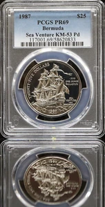 1987 Bermuda 25 Dollars Palladium Sea Venture KM53 Pd PR69 PCGS W/ Org Cert Box - Picture 1 of 8