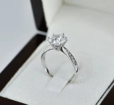 1.25 CT Round Lab-Created Diamond Solitaire Wedding Ring 14K White Gold Plated - Image 1 of 2