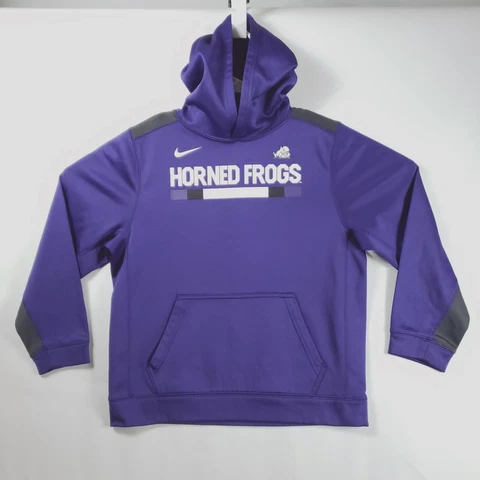 Nike Dri-Fit TCU Horned Frogs Hoodie Mens L Purple Black Long Sleeve Polyester Cover