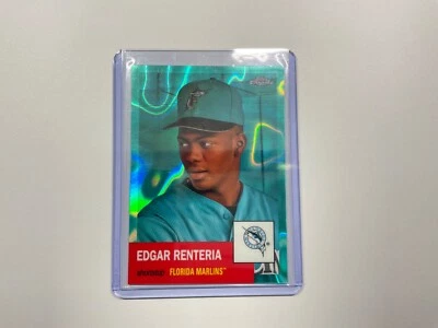 2022 Topps Chrome Platinum EDGAR RENTERIA Aqua Wave Refractor #'D 257/299 - Image 1 of 2