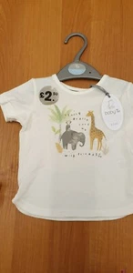 Baby Tu Wildlife Safari Animals Short Sleeved T Shirt Age Up To 1 Month 10lbs - Picture 1 of 4