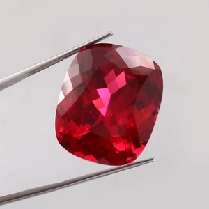 Wonderfull Natural Blood Red Mozambique Ruby Loose Cushion Gemstone Cut 28x22 MM - Picture 1 of 4