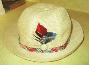 Vintage Boys Pekett Headwear Co. Tan Fedora with Feathers - Small - Picture 1 of 8