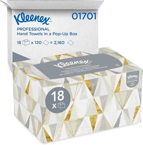 Kleenex Hand Towel White Recycled Fiber 1.5" L x 9" W | 18 Carton/Case - Picture 1 of 5