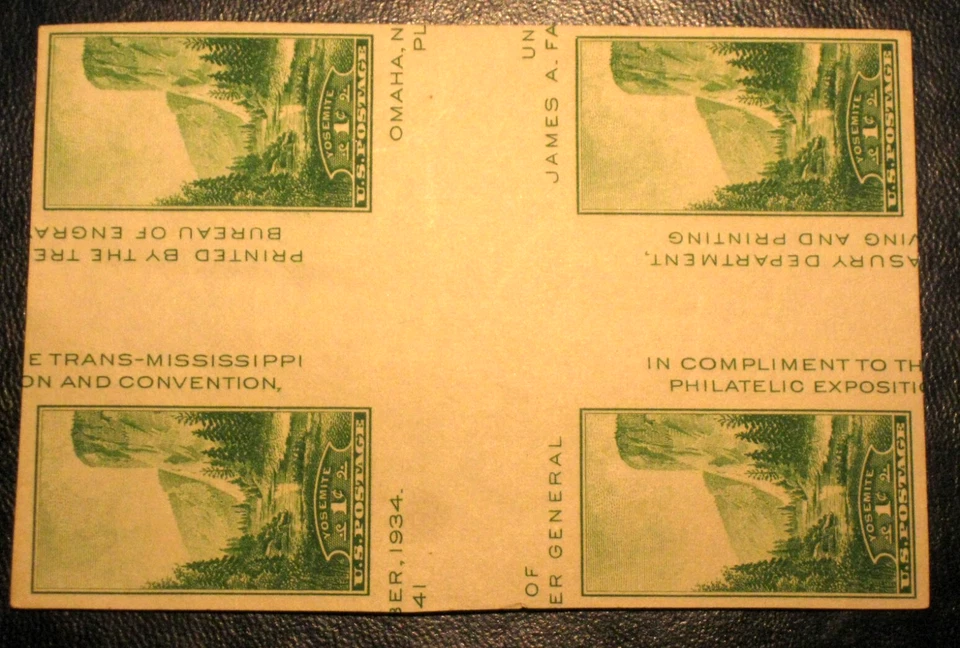 1935 PARK ISSUE US SCOTT #769a ISSUED WITHOUT GUM BLOCK OF 4 WITH CROSSED GUTTER - Image 1 of 1