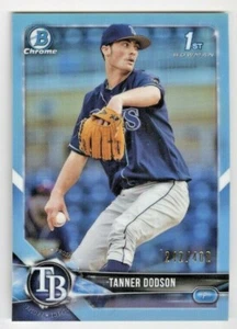 2018 BOWMAN DRAFT SKY BLUE REFRACTOR TANNER DODSON BDC78 /402 - Picture 1 of 2