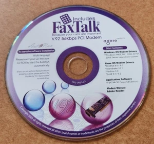 FaxTalk V.92 56Kbps PCI Modem CD-ROM Software Drivers 2005 Windows/Linux - Picture 1 of 2