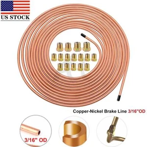 Copper Nickel Brake Line Tubing Kit 3/16 OD 25 Ft Coil Roll all Size Fittings - Picture 1 of 12