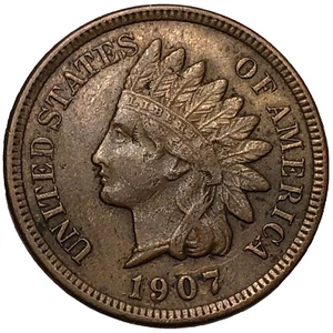1907 Indian Cent Snow-16 RPD "1" Far Left - Picture 1 of 4