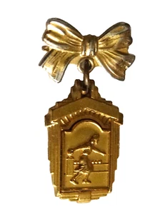 PIN HIGH SCHOOL BOWLING SWEETHEART VINTAGE JOYERÍA DE METAL TONO DORADO neocurio - Imagen 1 de 5