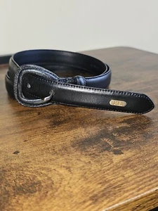 Cinturón de Cuero Ralph Lauren Para Mujer M Negro Hebilla Preppy Boho Ajustado Negocios - Imagen 1 de 11