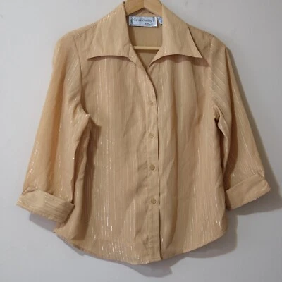 Blusa Camisa Sarah Bentley Para Mujer S Manga 3/4 Mostaza Metálica #p51-56 Foto 1 de 4