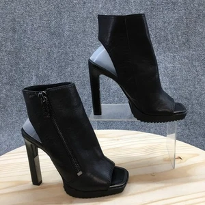 NEW DKNY Boots Womens 6 M Malia Peep Toe Side Zip Heels Bootie K3260135 Black - Picture 1 of 18