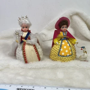 Paar Vintage Weihnachten Walco Lilmissy Pailletten Perlen Mutter Gans & Königin Figuren - Bild 1 von 14