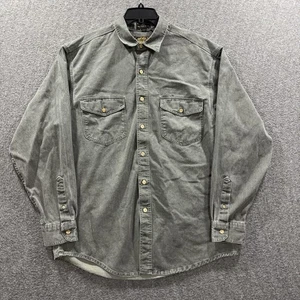 Vintage Eddie Bauer Elkhorn Twill Shirt Mens Large Gray Green Made in USA 90s - Picture 1 of 9