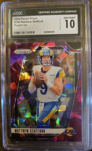 2024 Panini Prizm Purple Ice #166 Matthew Stafford 091/225 gemma ottime condizioni CGC 10 - Foto 1 di 3