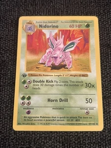 1st Edition Nidorino Base Set 37/102 SHADOWLESS Regular Uncommon Pokemon WOTC - Picture 1 of 5