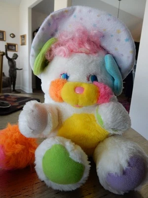 Vintage Popples Baby Bibsy Plush 1986 White Purple Star Bonnet 80s Nostalgia 12" - Image 1 of 4